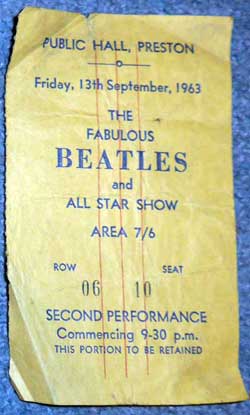 Beatles Preston ticket 1963