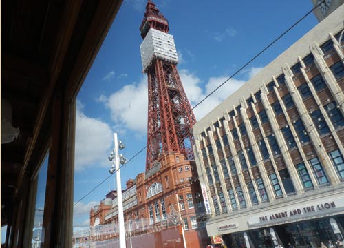Blackpool Tower seen from the Blackpool Heritage Tram known as Bolton