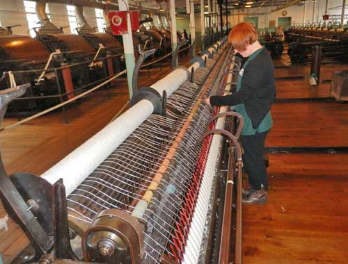 Helmshore Mills Textile Museum - carding and spinning demonstration
