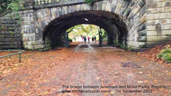 the bridge between Avenham and Miller Parks in Preston, November 2022