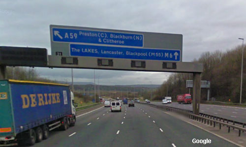 M6 Junction 31 Preston, heading north