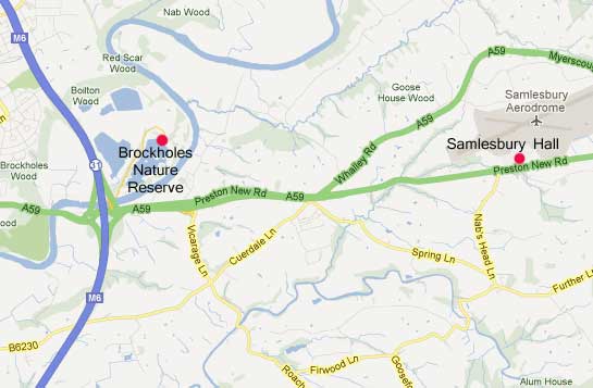 Samlesbury Hall and Brockholes Nature Reserve Map