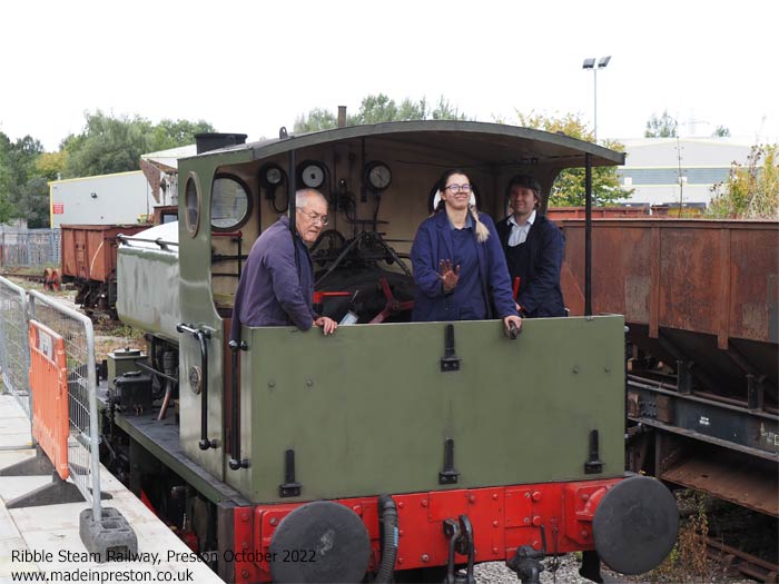 Crew, cleaners and guides  on the Ribble Steam Railway Peston  October 2022