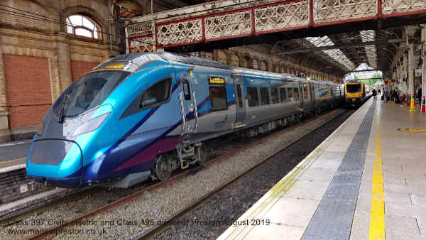 Class 397 and 195 at Preston August 2019