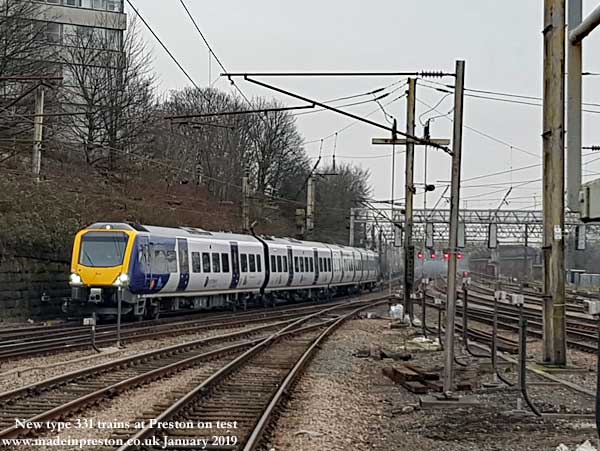 Preston Station approach Jan 19 Type 331 on test