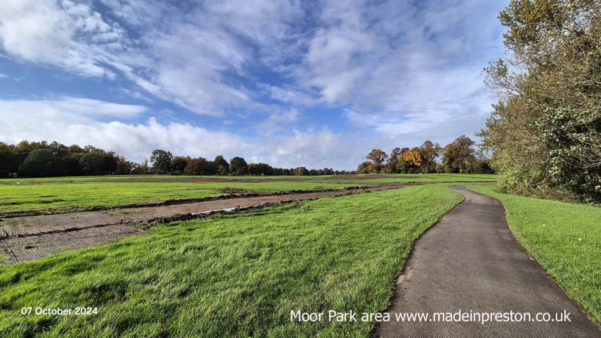 Moor Park Preston. The grass churned by reveller's during the BBC Radio 2 Big Weekend at Preston in September 2024